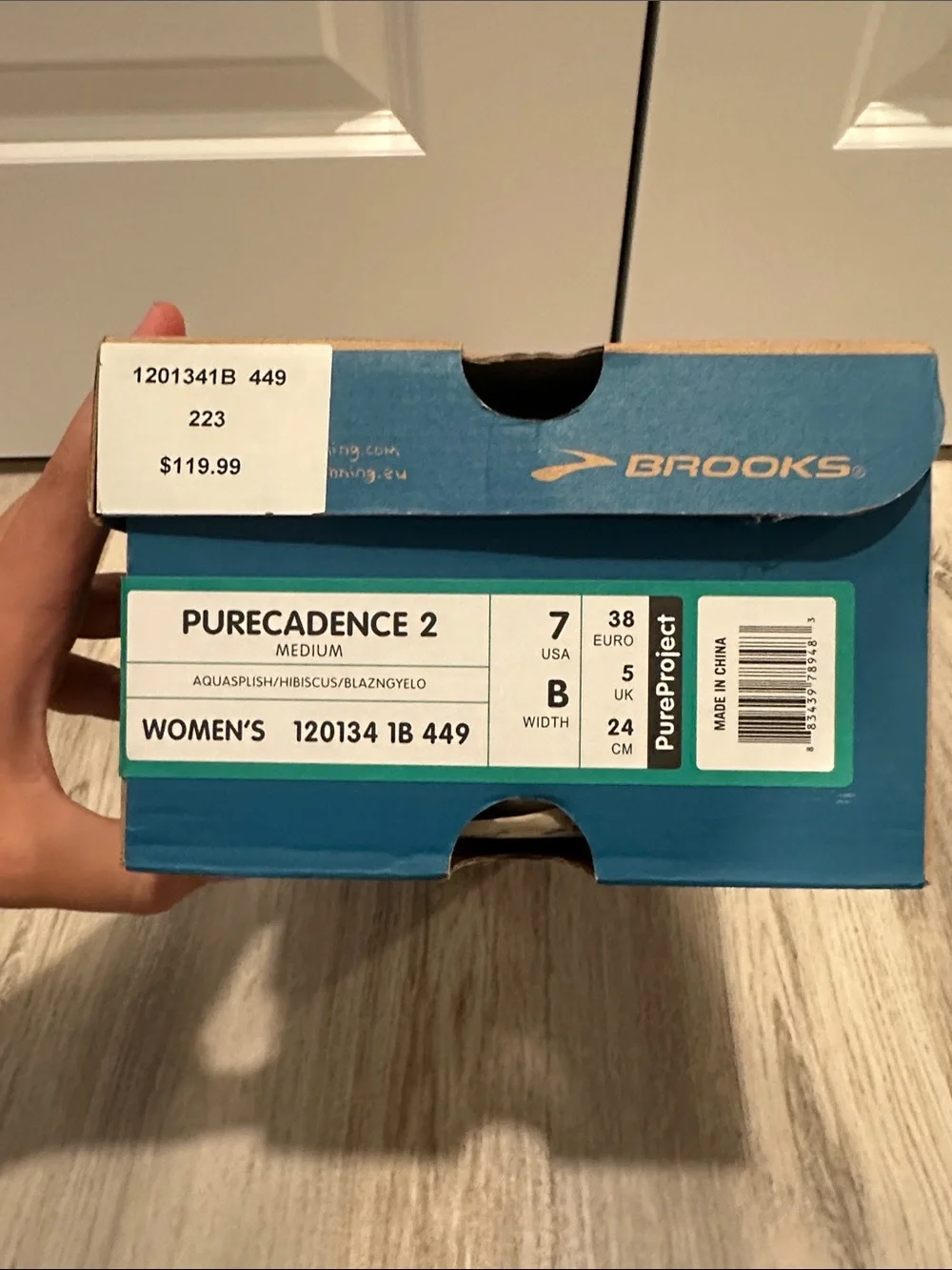 Brooks Women's Mint Green Running Shoe with Coral and Yellow Trim